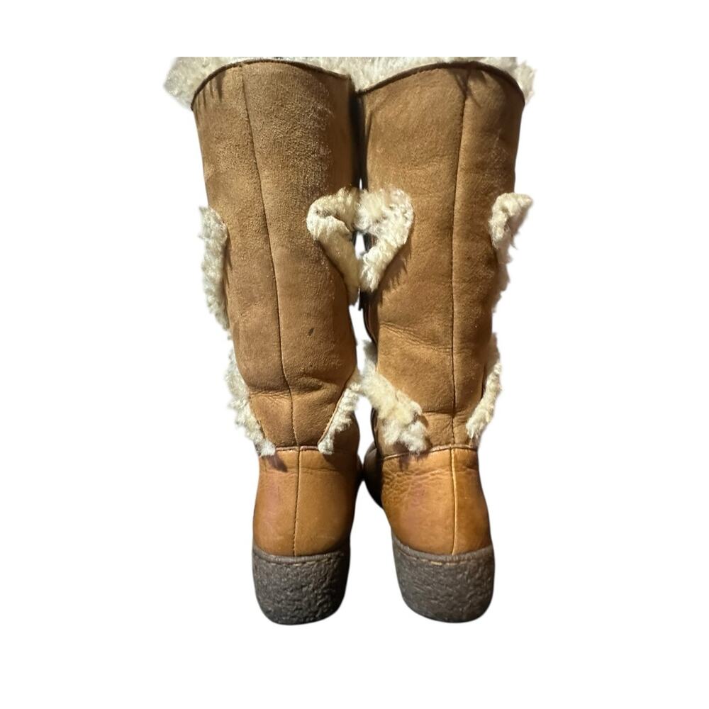 Born Women's Shearling Cognac Brown Suede Leather Mid Calf Boots US 8 EU 39 Zip - Picture 5 of 9